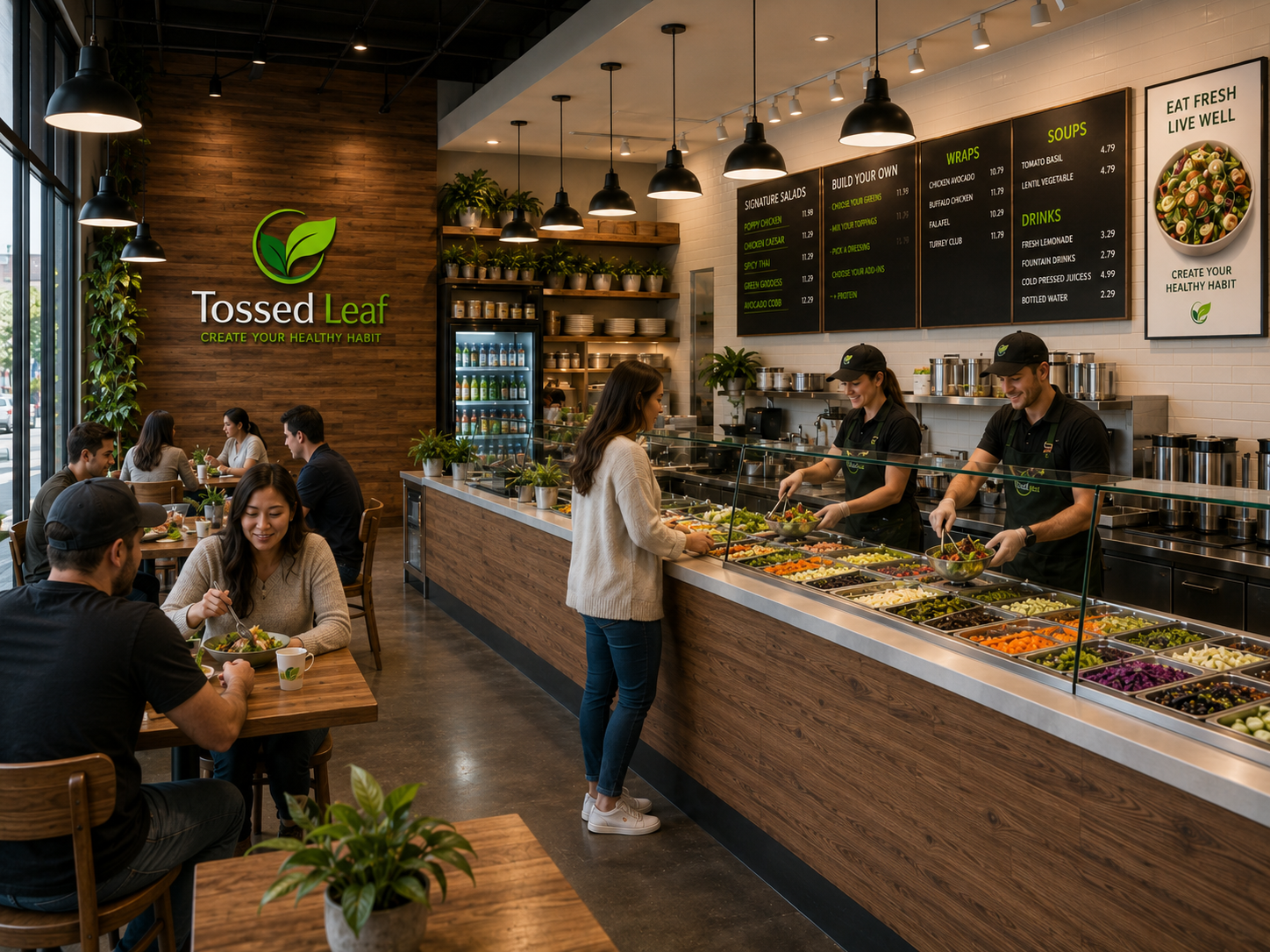 Fresh Salad and Baguette Sandwich counter