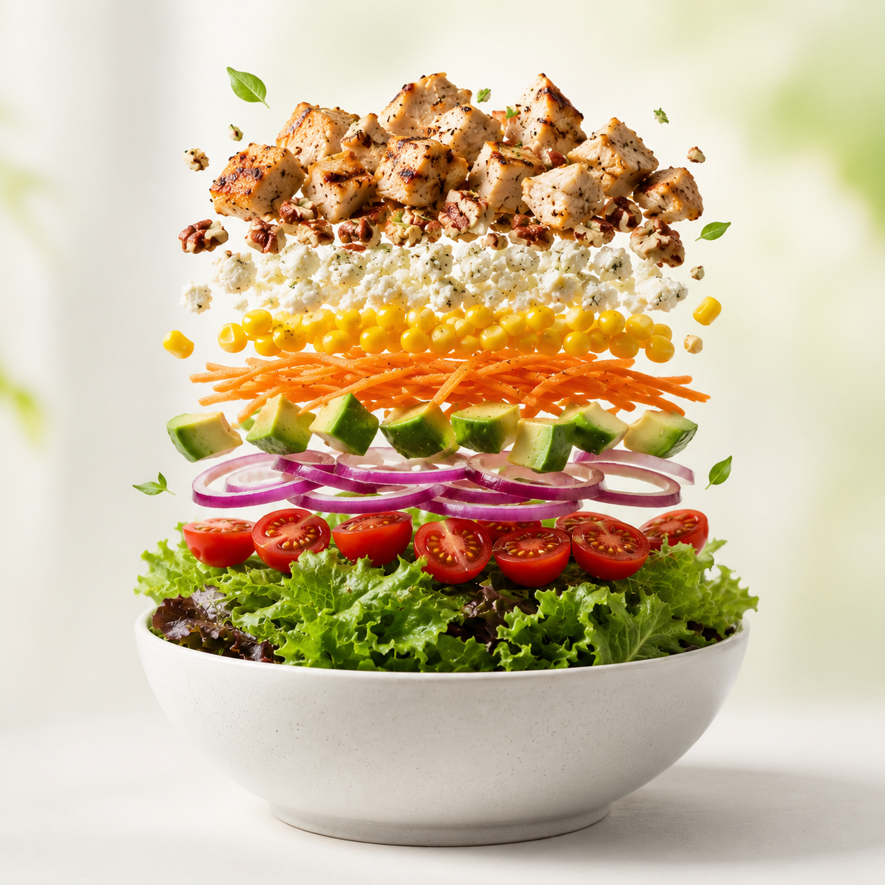 Tossed Leaf fresh salad build-up